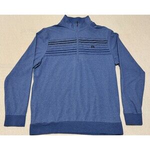 Travis Mathew Men’s Medium 1/4 Zip Blue Long Sleeve Pullover Golf Athleisure